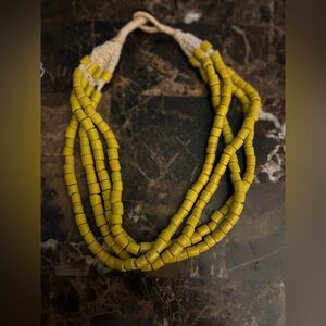 Bold Yellow Multi-Strand Beaded Statement Necklace